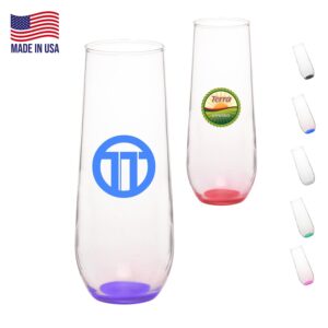 8 oz. USA Made Libbey Stemless Champagne Flute Glasses.