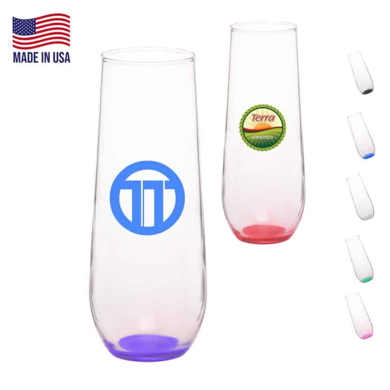 8 oz. USA Made Libbey Stemless Champagne Flute Glasses.