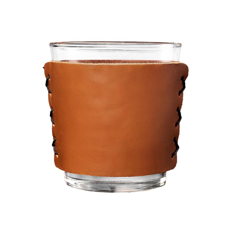 Full-Grain Leather Highball Sleeve with 13oz Libbey Cocktail Glass - Single - 1