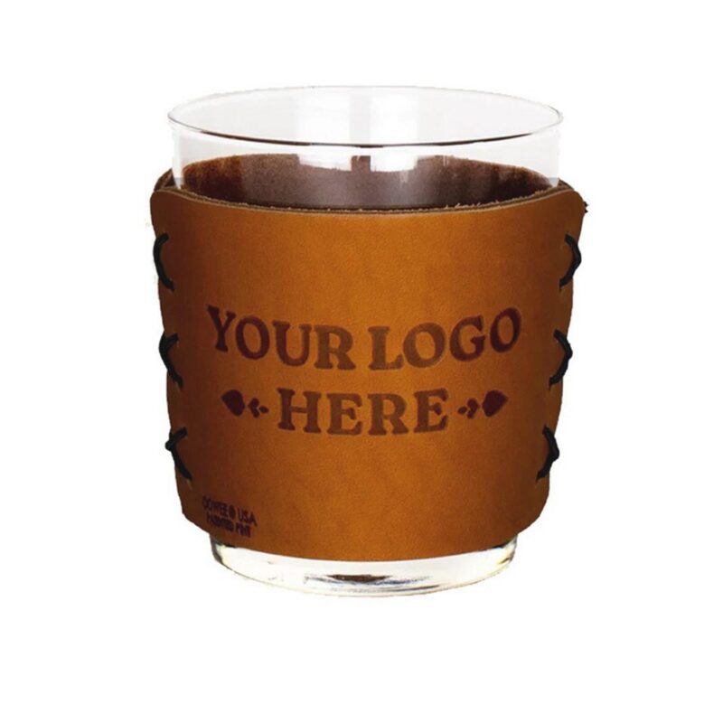 Full-Grain Leather Highball Sleeve with 13oz Libbey Cocktail Glass - Single - 2
