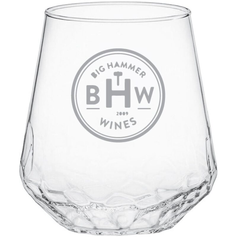 Laser Engraved Libbey® 17.75 oz. Bujarda Hammered Stemless Wine Glass