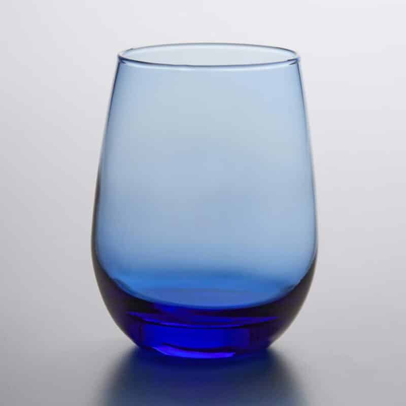 Laser Engraved Libbey® 231L 15.25 oz. Tidal Blue Stemless White Wine Glass - 1