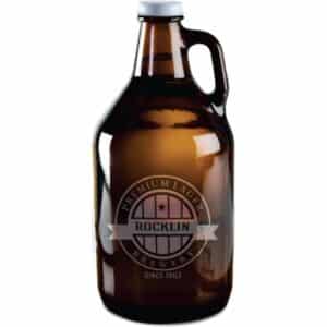 Laser Engraved Libbey® 32 Oz. Amber Growler with Lid