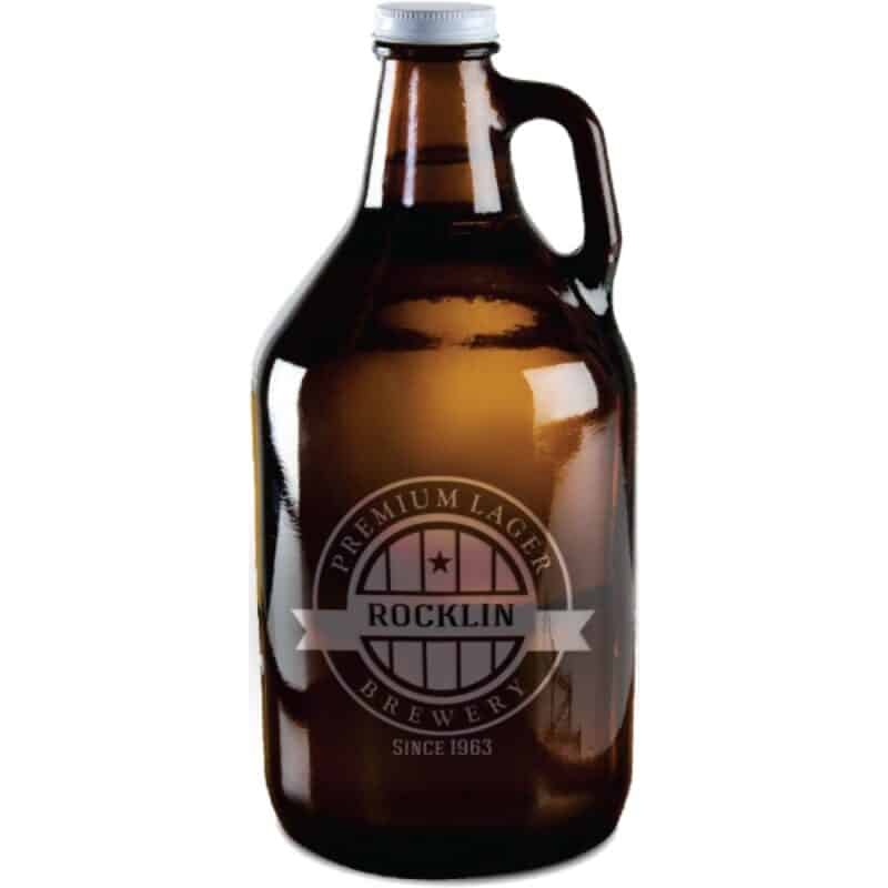 Laser Engraved Libbey® 32 Oz. Amber Growler with Lid