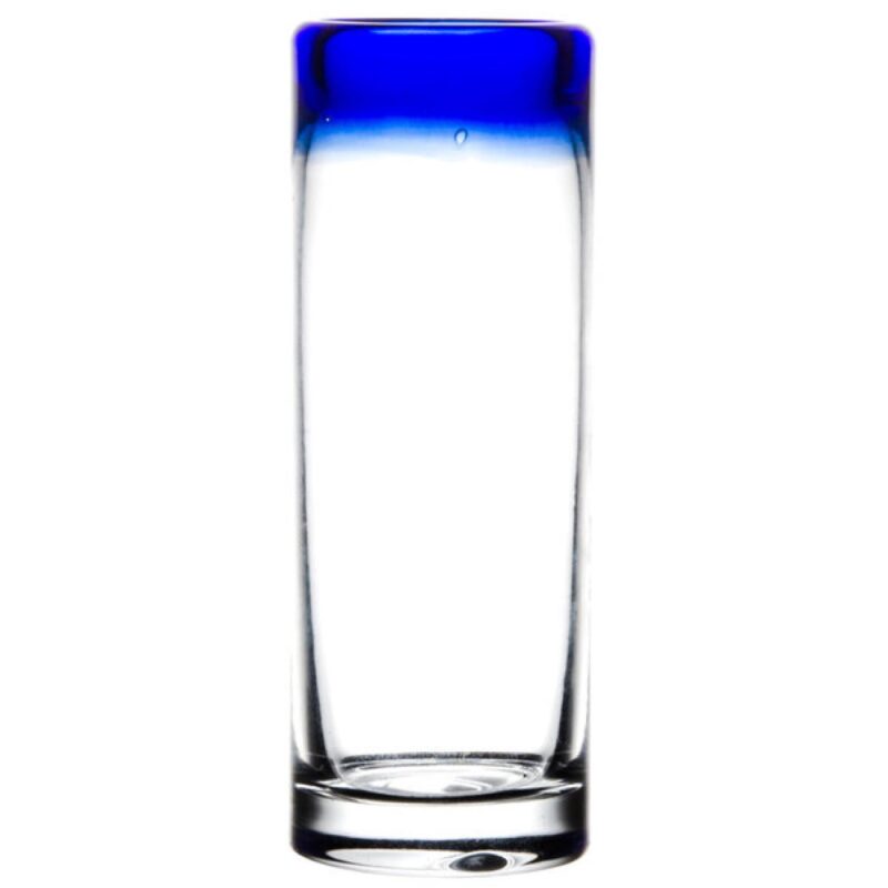 Laser Engraved Libbey® 92301 Aruba 3 oz. Shooter Glass with Cobalt Blue Rim - 1