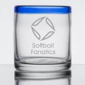 Laser Engraved Libbey® 92302 Aruba 12 oz. Old Fashioned Glass with Cobalt Blue Rim