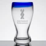 Laser Engraved Libbey® 92312 Aruba 12 oz. Pilsner Glass with Cobalt Blue Rim