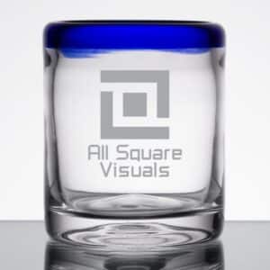 Laser Engraved Libbey® 92313 Aruba 10 oz. Old Fashioned Glass with Cobalt Blue Rim