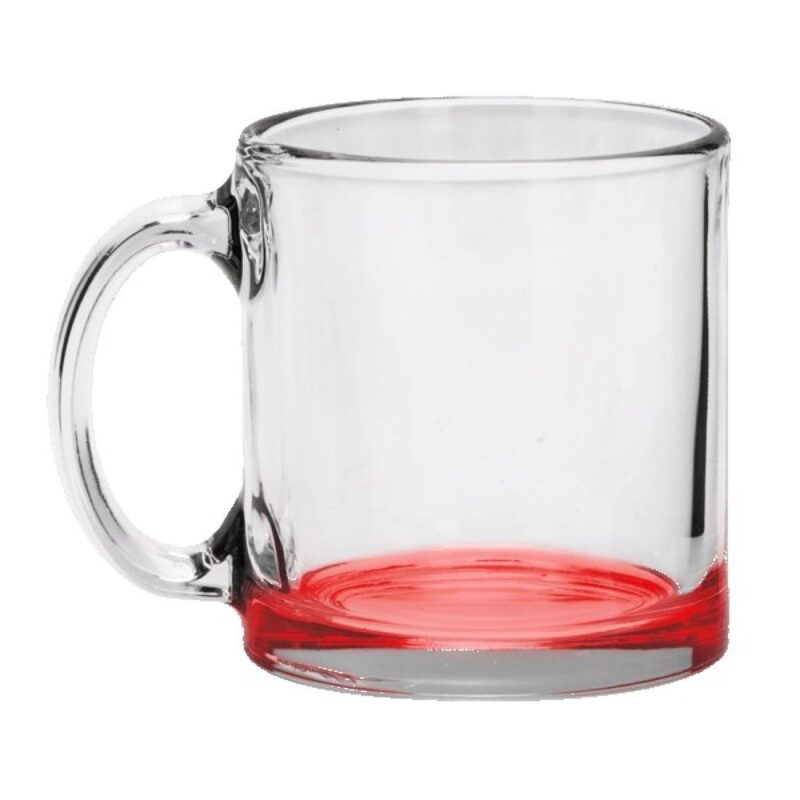 Red Eye 13 oz Libbey Clear Glass Coffee Mug with Color Bottom - 1