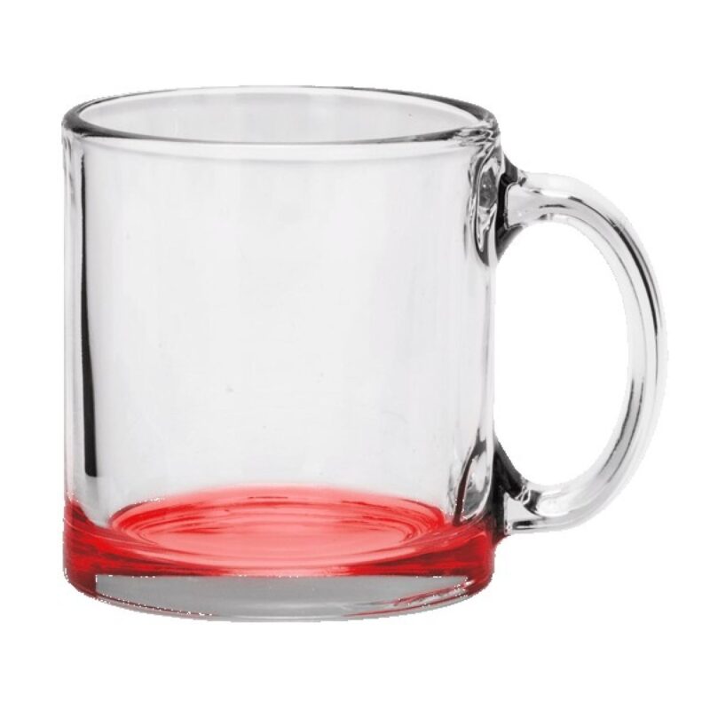 Red Eye 13 oz Libbey Clear Glass Coffee Mug with Color Bottom - 7