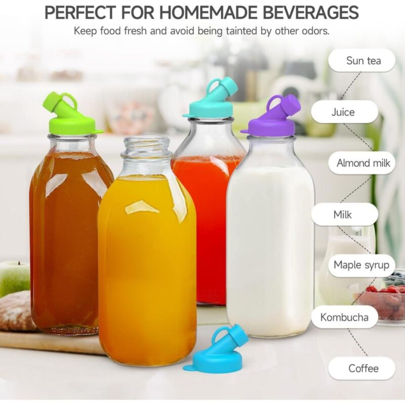 Silicone Milk Bottle Cap Compatible W/ Stanpac & Libbey Glass Bottles - 5