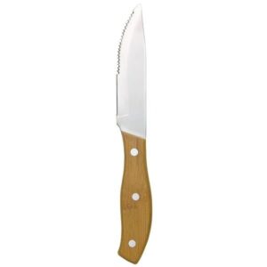 Libbey 200 1582 9 1/4" Steak Knife w/ Bamboo Handle