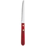 Libbey 200 1682 8 1/4" Steak Knife w/ Red Wood Handle