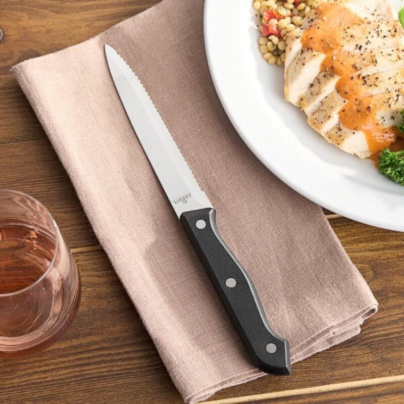 Libbey 201 2632 9 1/4" Steak Knife w/ Black Bakelite Handle - 1