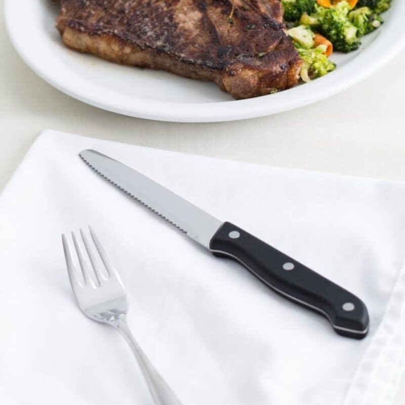 Libbey 201 2642 8 7/8" Steak Knife w/ Black Bakelite Handle - 1