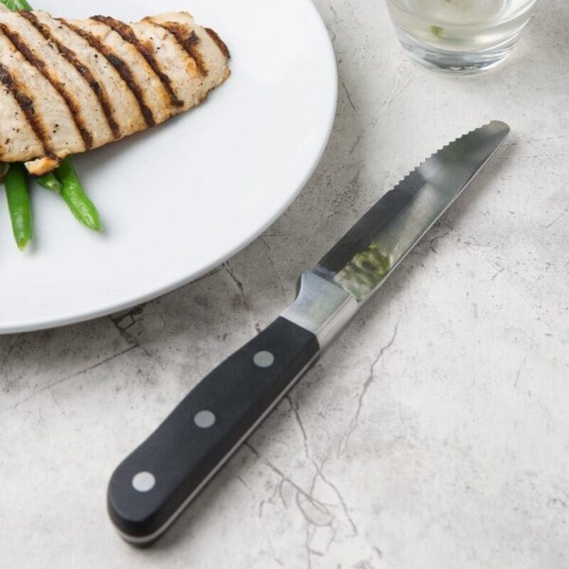 Libbey 201 2694 Deluxe Steak Knife w/ Black Plastic Handle - 1